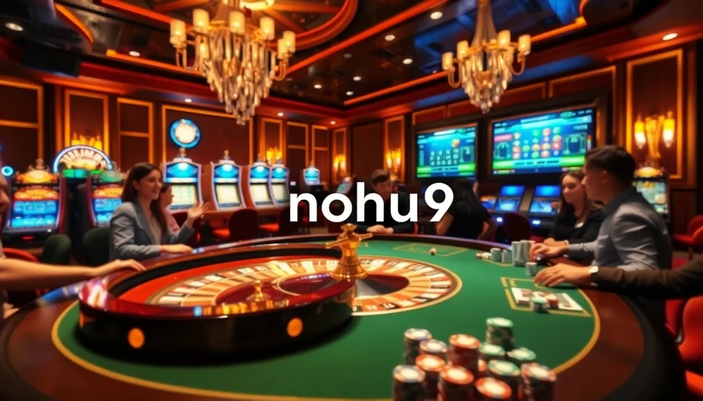 Nohu90 offers thrilling casino experiences with vibrant roulette wheels, dazzling slot machines, and colorful poker chips.