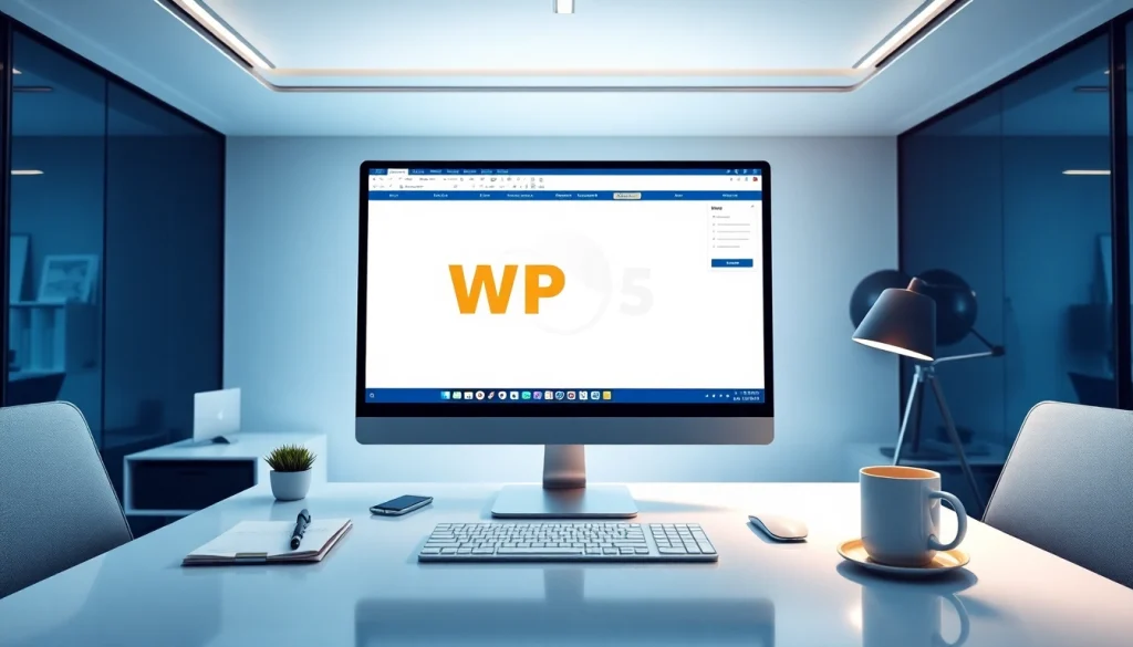 专业的 WPS Office 应用程序在现代办公环境的工作站上显示。