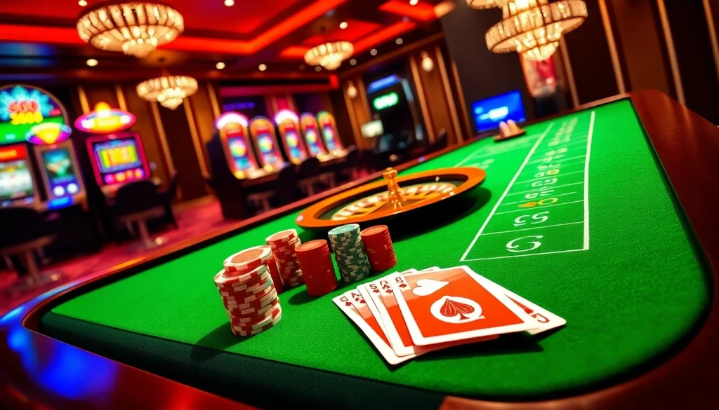 Experience the thrill of GG88 at a luxurious casino gaming table with cards and chips.