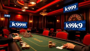 Watch players engage in high-stakes poker at a k9k9-themed casino table