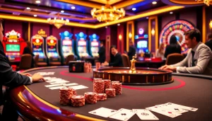 Experience the thrill at BJ38 with an elegant gaming table and vibrant casino atmosphere.
