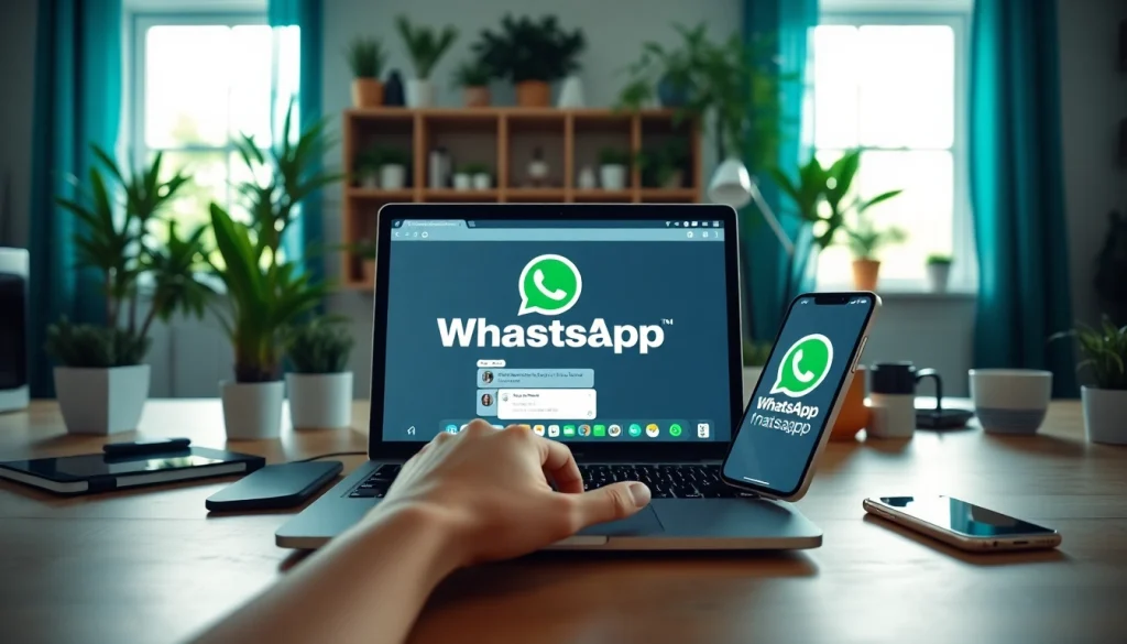 在现代工作区的 WhatsApp Web 用户正在使用快连VPN进行安全通信。