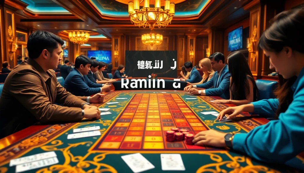 Experience the thrill of רמיקוב אונליין in an upscale casino setting with players engaged in strategic gameplay.