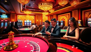 Players enjoying the thrill of TR88 nổ hũ at a vibrant casino table.