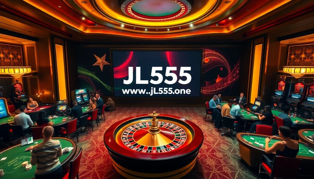 Experience thrilling gaming at https://www.jl55.one/ with an elegant casino interior and roulette wheel.