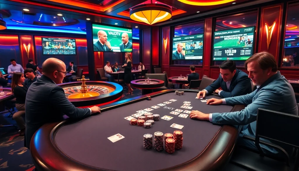 Watch thrilling games live on vaoluoitv with professional players at a glamorous casino table.