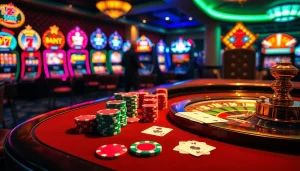 Engaging gameplay scene at LC 88 casino with poker chips and roulette wheel.