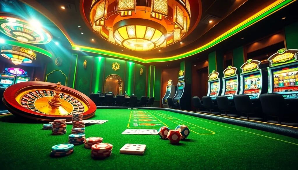 Players enjoy the thrills of RR88 at a luxury casino table with vibrant chips and cards.