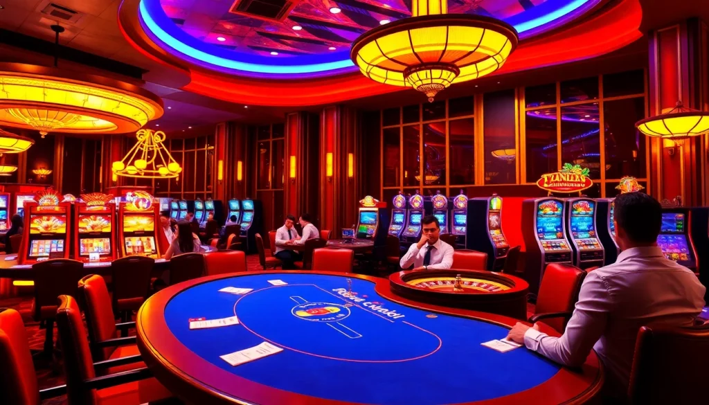 The hidden wiki 2 inspired luxury casino scene showcasing excitement around poker and roulette games.