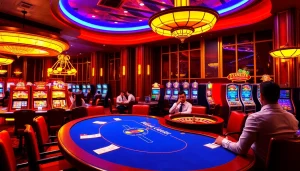 The hidden wiki 2 inspired luxury casino scene showcasing excitement around poker and roulette games.