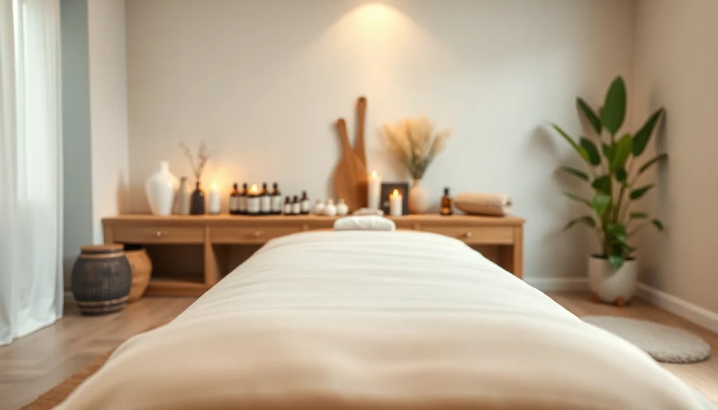 출장안마 services in a tranquil spa setting with soothing ambiance, natural elements, and stylish decor.