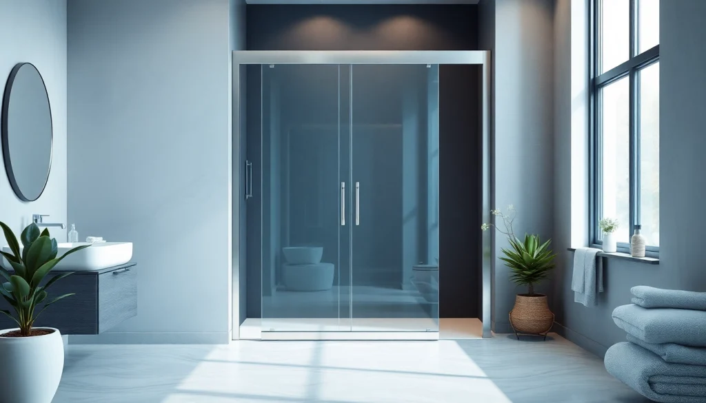 Experience sliding shower doors enhancing a modern bathroom with sleek design and elegant finishes.