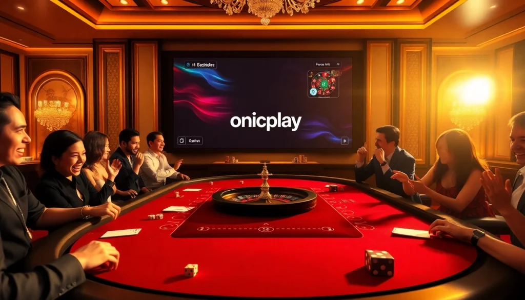 Experience thrilling table action at an onicplay casino backdrop filled with excitement.