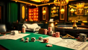 Engage in house extension construction strategies while enjoying a luxury casino setting with poker chips and architectural designs.