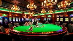 Experience the thrill of RR88 at a luxurious casino table, complete with poker chips and roulette wheel.