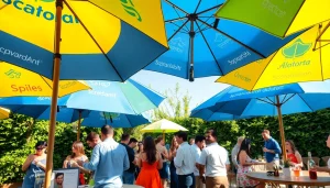 Spauda ant skėčių – spalvingi skėčiai gyvai vykstančiame lauko renginyje