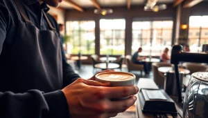 Enjoying exquisite coffee at a charming Coffee shop lloret de mar with intricate latte art.