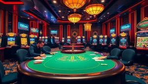 Exciting poker action at 555win com with vibrant casino games and luxurious atmosphere.