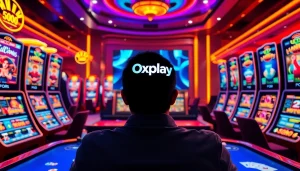 Experience thrilling online gaming at Oxplay with vibrant slot machines and immersive casino elements.