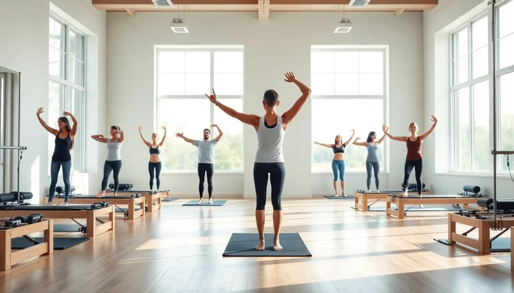 ウェルネスとフィットネスのために推奨されるピラティスの実践を強調する、魅力的なピラティススタジオの情景。