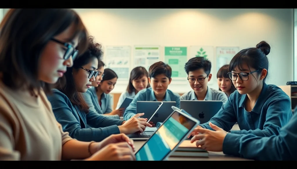 Youdao digital learning environment with diverse students engaging with tech tools