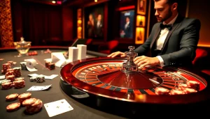 Engage in exciting bets at MK8’s luxurious casino table with vibrant poker chips and roulette wheel.