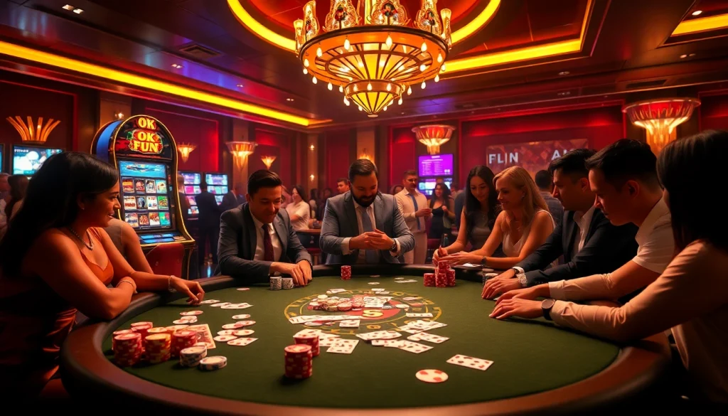 Experience the excitement of online gaming at OK FUN's vibrant casino scene.