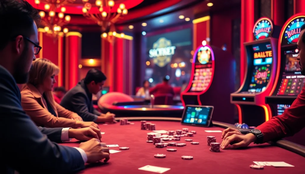 Experience sbobet link alternatif through intense poker gameplay at a luxurious casino table.
