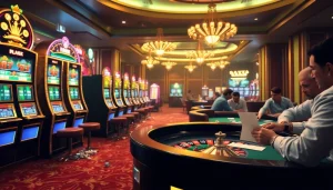 luck8 players engaging in thrilling casino action at poker and slot machines