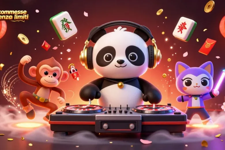 Scommetti senza limiti con i migliori siti scommesse, DJ panda e monkey in un'atmosfera festosa.
