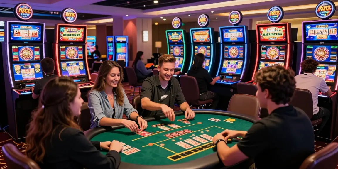 Exciting moments at credit card casinos UK with diverse players celebrating their wins in a vibrant online gaming environment.