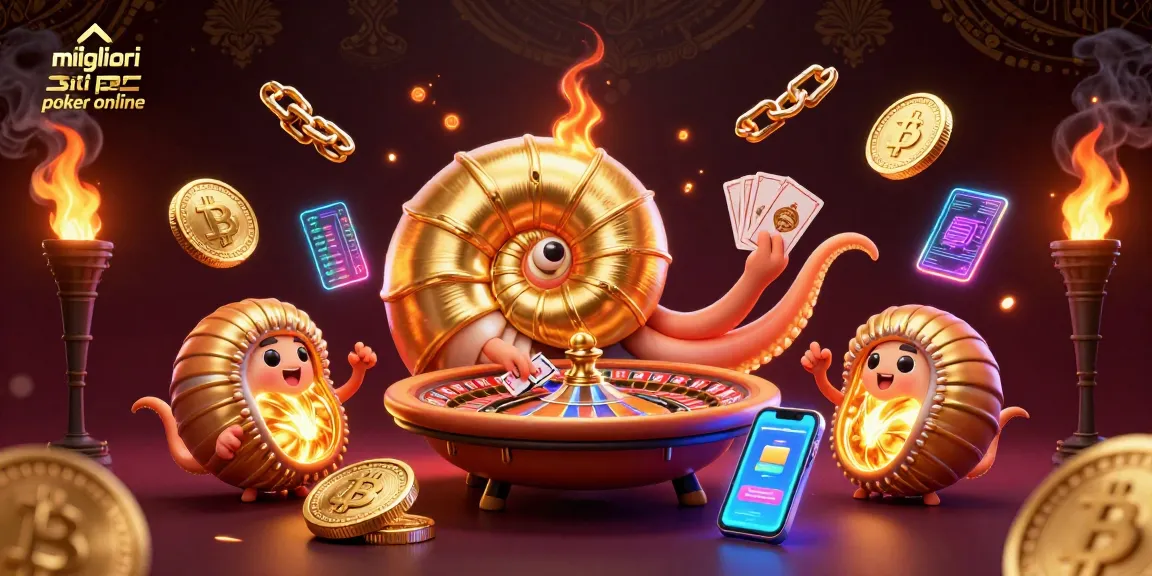 Migliori siti per poker online: Gioca con un nautilus da roulette circondato da monete elettroniche e carte.